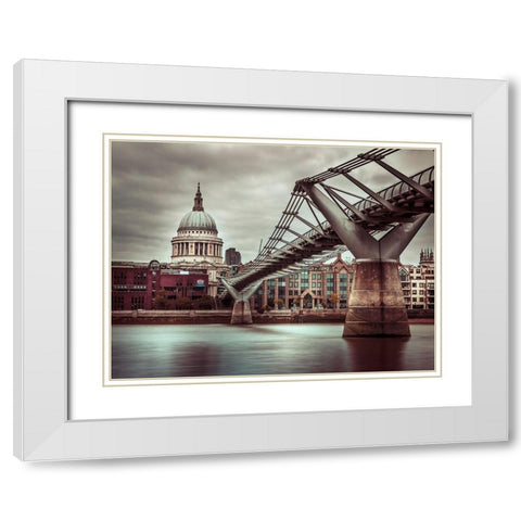 Millennium Bridge-London White Modern Wood Framed Art Print with Double Matting by Frank, Assaf