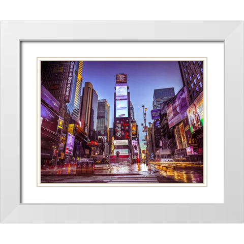 Times square, New York White Modern Wood Framed Art Print with Double Matting by Frank, Assaf