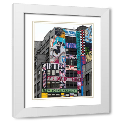 Advertisements on building exterior-New York White Modern Wood Framed Art Print with Double Matting by Frank, Assaf