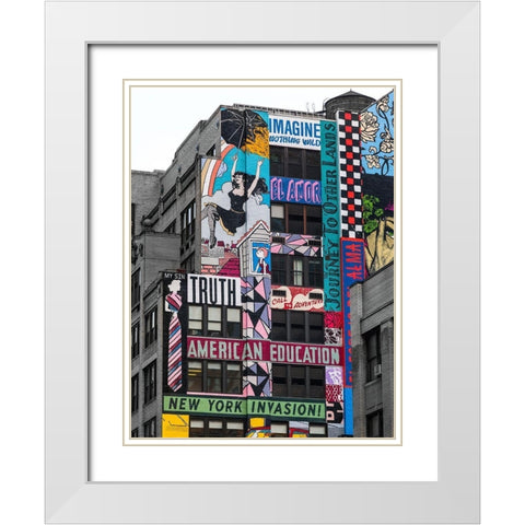 Advertisements on building exterior-New York White Modern Wood Framed Art Print with Double Matting by Frank, Assaf