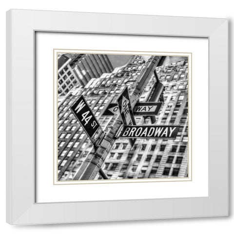 Street signs in New York City White Modern Wood Framed Art Print with Double Matting by Frank, Assaf