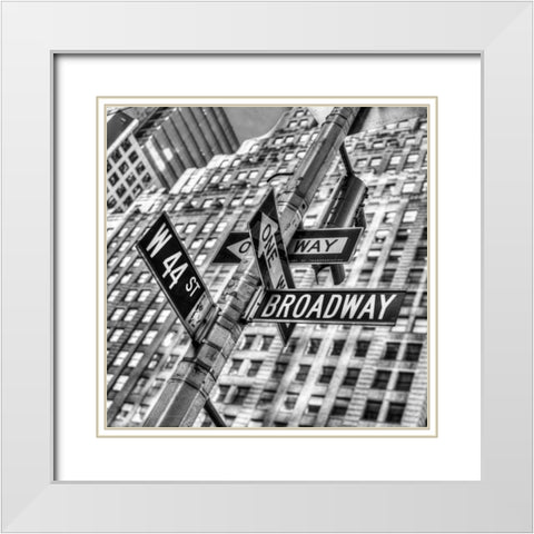 Street signs in New York City White Modern Wood Framed Art Print with Double Matting by Frank, Assaf