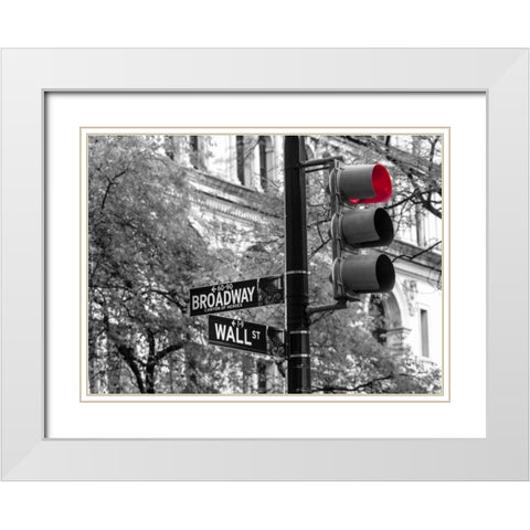 Traffic lights with street signs - New York City White Modern Wood Framed Art Print with Double Matting by Frank, Assaf