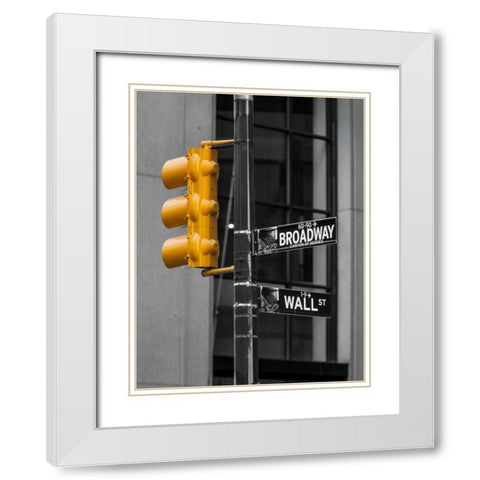 Traffic lights with street signs - New York City White Modern Wood Framed Art Print with Double Matting by Frank, Assaf