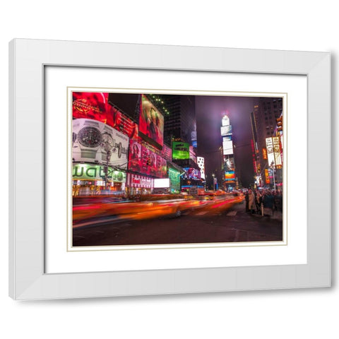 View of Broadway and Times Square at night - New York White Modern Wood Framed Art Print with Double Matting by Frank, Assaf