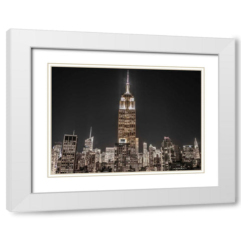 New York City Manhattan skyline with Empire State building White Modern Wood Framed Art Print with Double Matting by Frank, Assaf