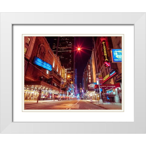 Times square and Broadway at night - New York City White Modern Wood Framed Art Print with Double Matting by Frank, Assaf