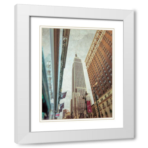 Low angle shot of a Empire State building - New York White Modern Wood Framed Art Print with Double Matting by Frank, Assaf