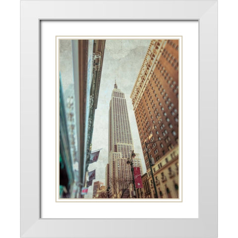 Low angle shot of a Empire State building - New York White Modern Wood Framed Art Print with Double Matting by Frank, Assaf