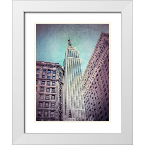 Low angle shot of a Empire State building - New York White Modern Wood Framed Art Print with Double Matting by Frank, Assaf
