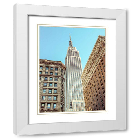 Low angle shot of a Empire State building - New York White Modern Wood Framed Art Print with Double Matting by Frank, Assaf