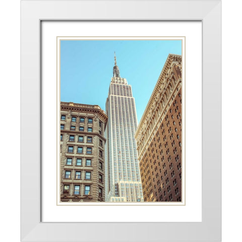 Low angle shot of a Empire State building - New York White Modern Wood Framed Art Print with Double Matting by Frank, Assaf