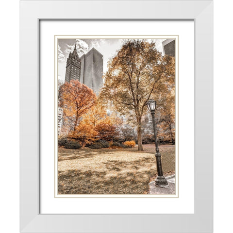 Central park in autumn-Manhattan-New York White Modern Wood Framed Art Print with Double Matting by Frank, Assaf