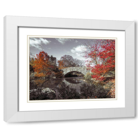 Gapstow bridge in the Autumn, Central park, New York White Modern Wood Framed Art Print with Double Matting by Frank, Assaf