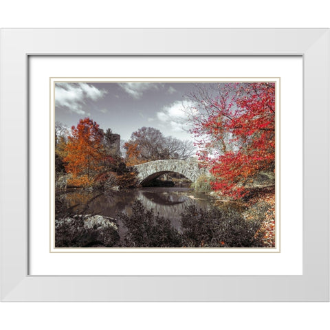 Gapstow bridge in the Autumn, Central park, New York White Modern Wood Framed Art Print with Double Matting by Frank, Assaf