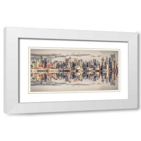Panoramic view of Lower Manhattan skyline-New York White Modern Wood Framed Art Print with Double Matting by Frank, Assaf