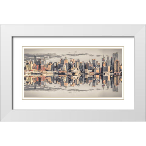 Panoramic view of Lower Manhattan skyline-New York White Modern Wood Framed Art Print with Double Matting by Frank, Assaf