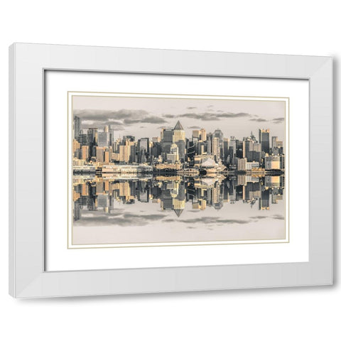 Panoramic view of Lower Manhattan skyline-New York White Modern Wood Framed Art Print with Double Matting by Frank, Assaf