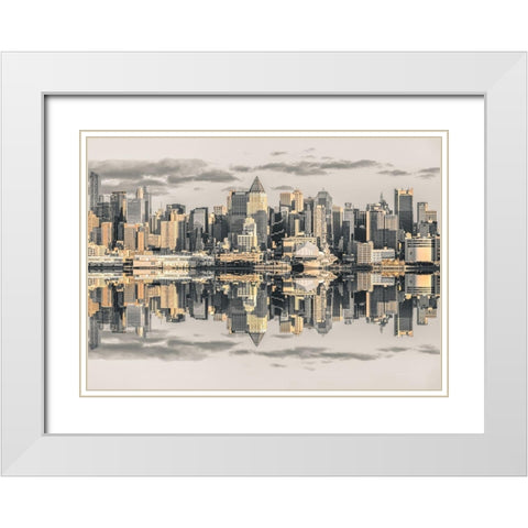 Panoramic view of Lower Manhattan skyline-New York White Modern Wood Framed Art Print with Double Matting by Frank, Assaf
