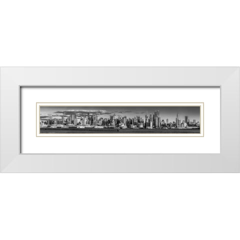 Panoramic view of Lower Manhattan skyline, New York White Modern Wood Framed Art Print with Double Matting by Frank, Assaf