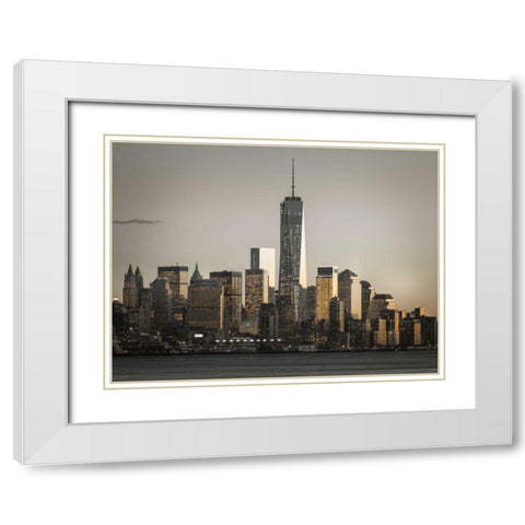 Modern architecture of Manhattan, New York White Modern Wood Framed Art Print with Double Matting by Frank, Assaf