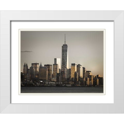 Modern architecture of Manhattan, New York White Modern Wood Framed Art Print with Double Matting by Frank, Assaf