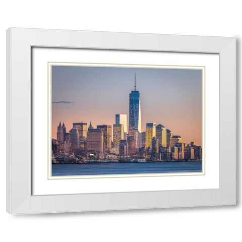 Modern architecture of Manhattan, New York White Modern Wood Framed Art Print with Double Matting by Frank, Assaf