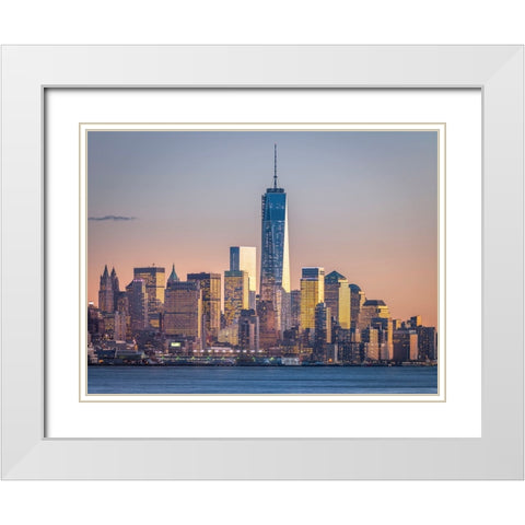 Modern architecture of Manhattan, New York White Modern Wood Framed Art Print with Double Matting by Frank, Assaf