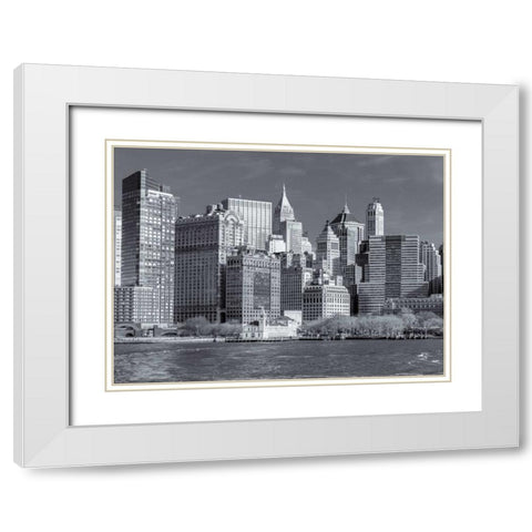 Lower Manhattan Skyline with skyscrapers, New York White Modern Wood Framed Art Print with Double Matting by Frank, Assaf