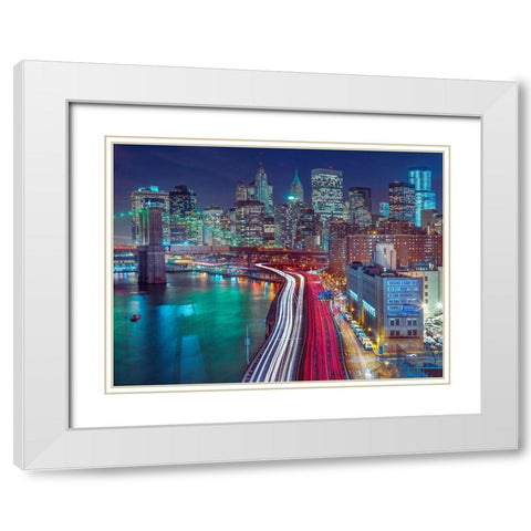 Streets of Manhattan city White Modern Wood Framed Art Print with Double Matting by Frank, Assaf
