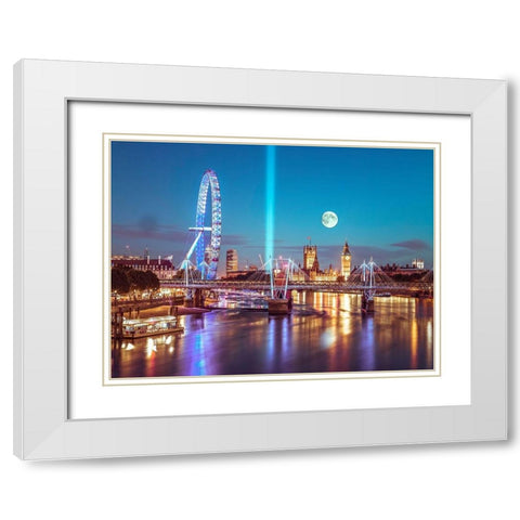 Westminster Abby-London White Modern Wood Framed Art Print with Double Matting by Frank, Assaf