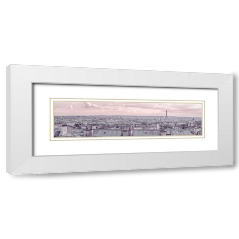 Eiffel Tower seen through the window of an apartment in Montmartre, Paris, France White Modern Wood Framed Art Print with Double Matting by Frank, Assaf