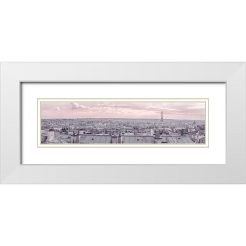 Eiffel Tower seen through the window of an apartment in Montmartre, Paris, France White Modern Wood Framed Art Print with Double Matting by Frank, Assaf
