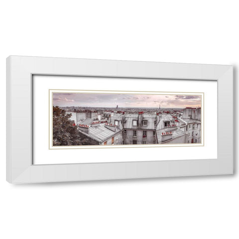 Eiffel Tower seen through the window of an apartment in Montmartre, Paris, France White Modern Wood Framed Art Print with Double Matting by Frank, Assaf