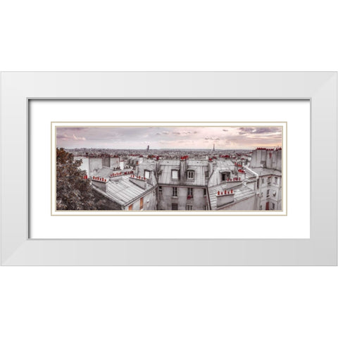 Eiffel Tower seen through the window of an apartment in Montmartre, Paris, France White Modern Wood Framed Art Print with Double Matting by Frank, Assaf