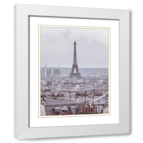 Eiffel Tower seen through the window of an apartment in Montmartre, Paris, France White Modern Wood Framed Art Print with Double Matting by Frank, Assaf
