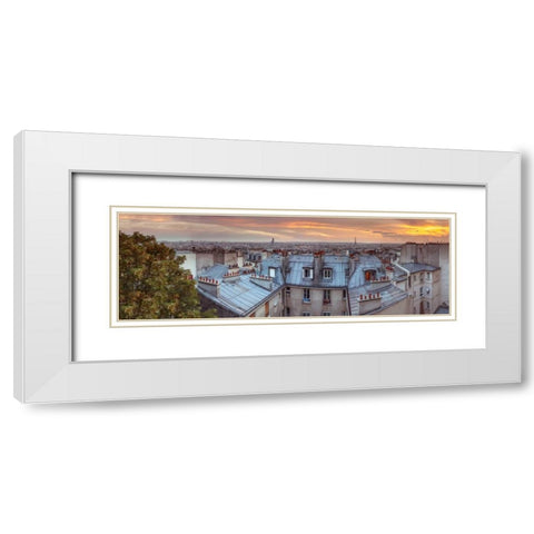 Eiffel Tower seen through the window of an apartment in Montmartre, Paris, France White Modern Wood Framed Art Print with Double Matting by Frank, Assaf