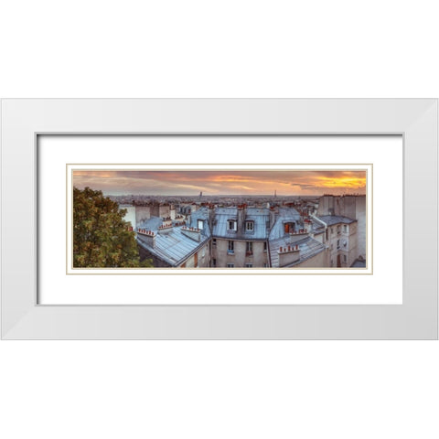 Eiffel Tower seen through the window of an apartment in Montmartre, Paris, France White Modern Wood Framed Art Print with Double Matting by Frank, Assaf