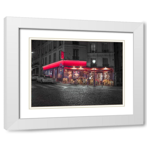 Sidewalk cafe in Paris, France White Modern Wood Framed Art Print with Double Matting by Frank, Assaf