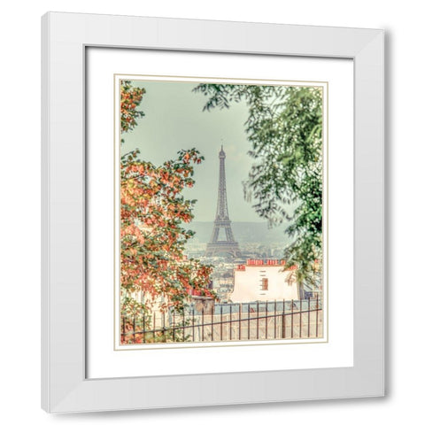 View of the Eiffel tower from Monmartre-Paris White Modern Wood Framed Art Print with Double Matting by Frank, Assaf
