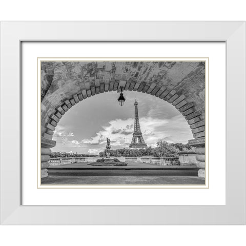 Eiffel Tower from Bir-Hakeim Bridge-Paris-France White Modern Wood Framed Art Print with Double Matting by Frank, Assaf