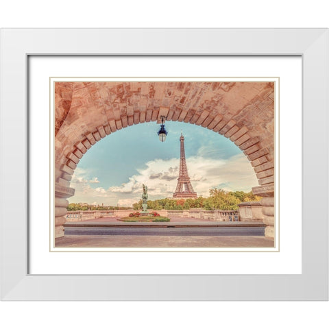Eiffel Tower from Bir-Hakeim Bridge-Paris-France White Modern Wood Framed Art Print with Double Matting by Frank, Assaf