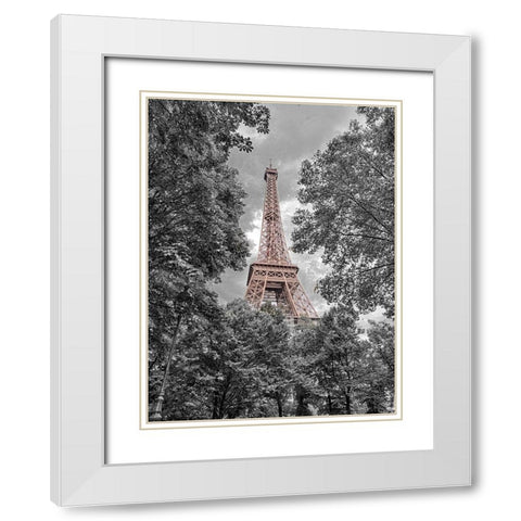 Eiffel Tower through trees White Modern Wood Framed Art Print with Double Matting by Frank, Assaf