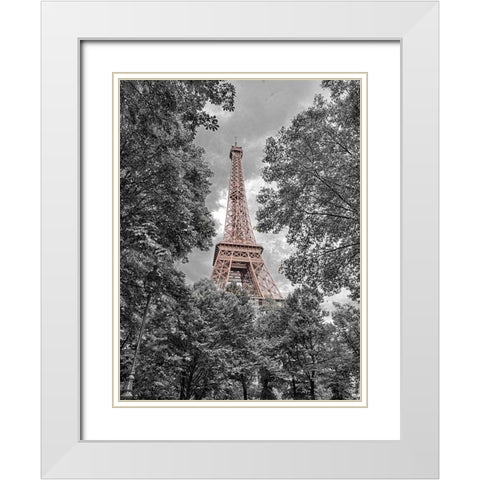 Eiffel Tower through trees White Modern Wood Framed Art Print with Double Matting by Frank, Assaf