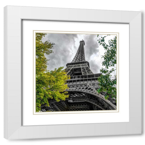 Famou Eiffel tower, Paris, France White Modern Wood Framed Art Print with Double Matting by Frank, Assaf