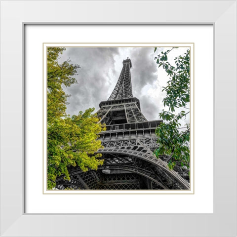 Famou Eiffel tower, Paris, France White Modern Wood Framed Art Print with Double Matting by Frank, Assaf