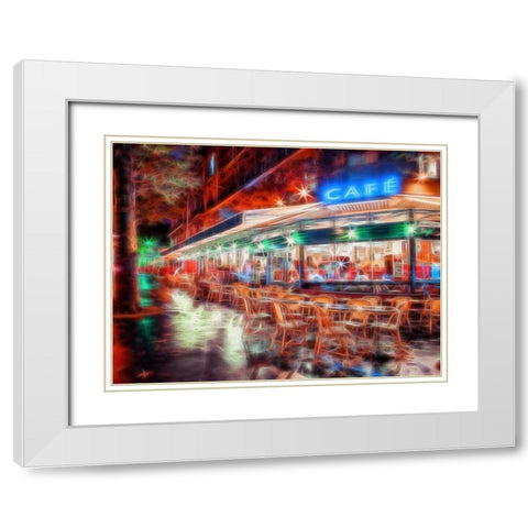 Sidewalk cafe in Paris, France White Modern Wood Framed Art Print with Double Matting by Frank, Assaf