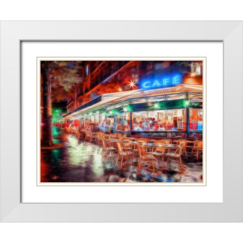 Sidewalk cafe in Paris, France White Modern Wood Framed Art Print with Double Matting by Frank, Assaf