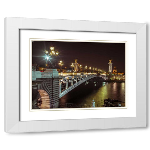 Pont Alexandre III bridge over River Seine, Paris, France White Modern Wood Framed Art Print with Double Matting by Frank, Assaf