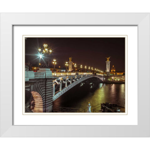 Pont Alexandre III bridge over River Seine, Paris, France White Modern Wood Framed Art Print with Double Matting by Frank, Assaf